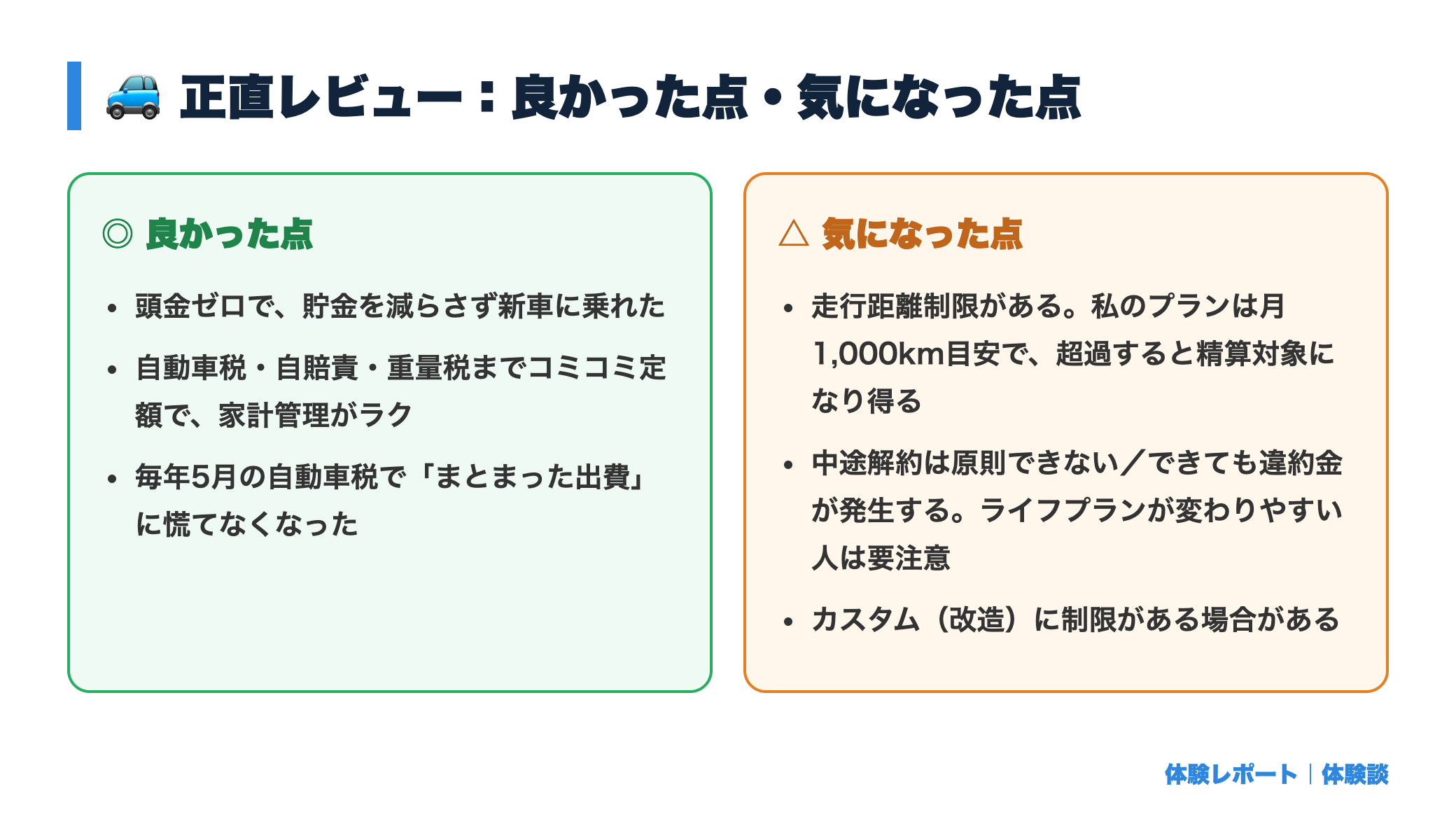 【体験談】カーリースを契約するまで｜審査を受けてみた正直な感想 正直レビュー図